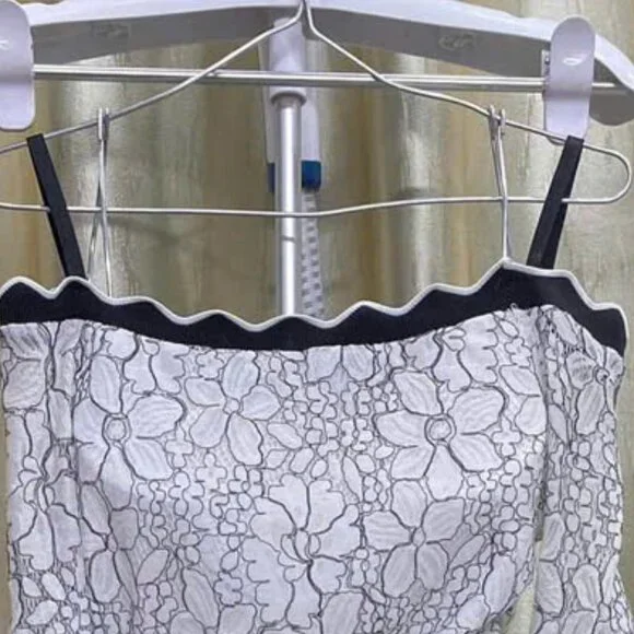 Lace Off-Shoulder Dress with Bell Sleeves and Belt - Picture 2 of 3